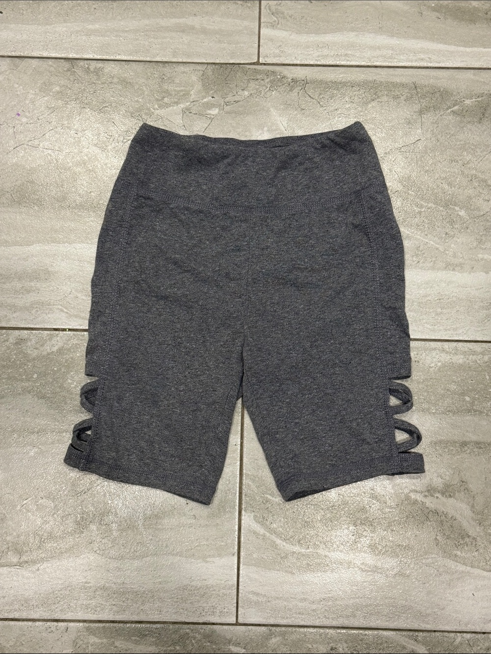 SO Charcoal Gray Women’s Bike Shorts with Side Strap Cutouts